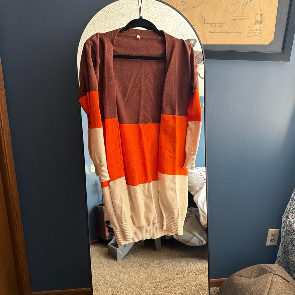 Color Block Open Front Cardigan